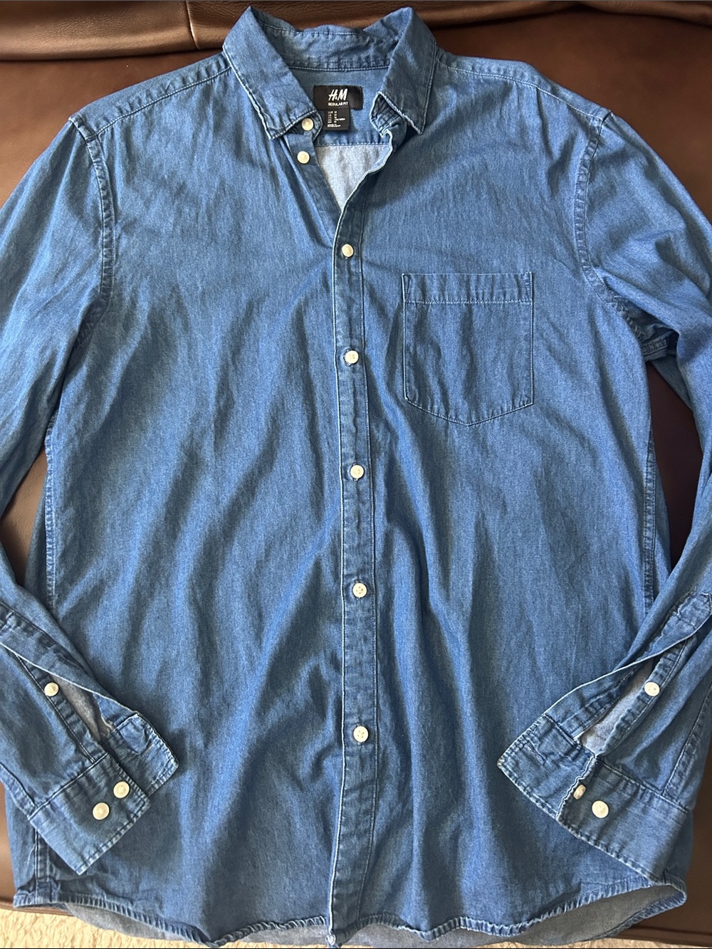 H&M Light Blue Denim Button-Down Shirt